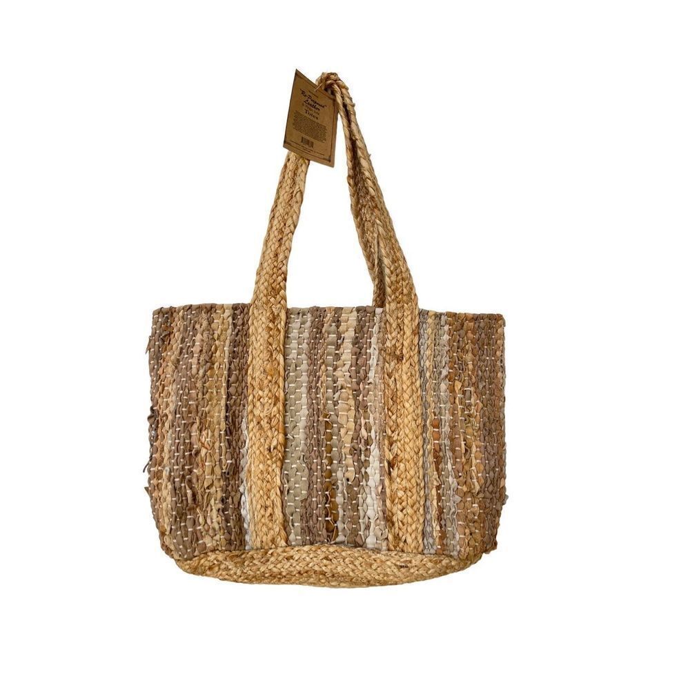 NWT Handwoven Recycled Leather & Virgin Jute Everyday Tote - Picture 13 of 13
